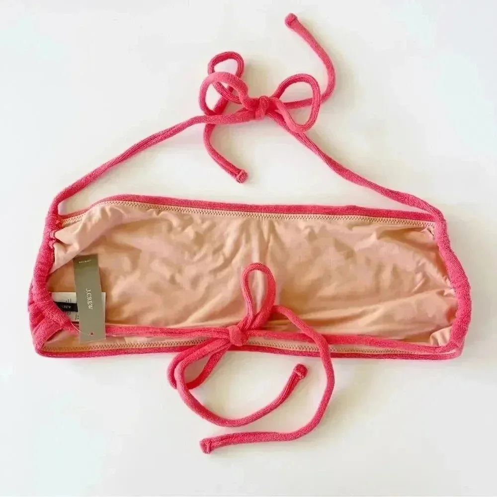 J.Crew Tie back bandeau bikini top in terry Coral Size 2X New With Tags!